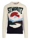 Mc2 Saint Barth Mori Alpes Jumper With Vintage Postcard Print In White