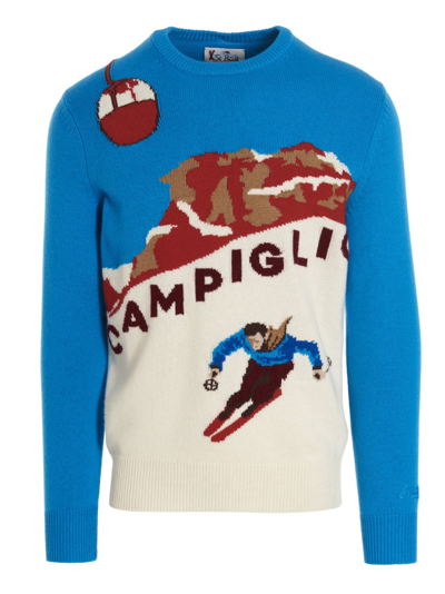 Mc2 Saint Barth Mens Sweater With Postcard From Campiglio In Blue