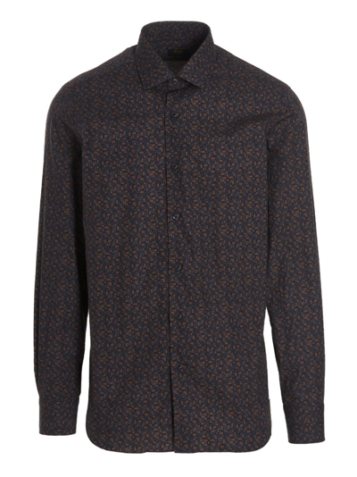 Barba Napoli Patterned Poplin Shirt In Multicolor