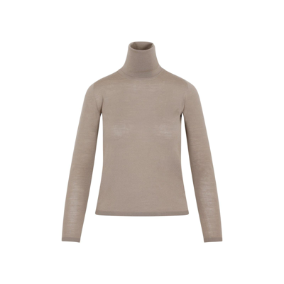 Max Mara Turtleneck Long-sleeved Sweater In Tortora