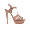 Saint Laurent Tribute Pink Sandals With Stiletto Heel And Cassandre In Leather Woman In Beige