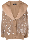 BLUMARINE CARDIGAN WITH FAUX FUR