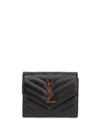 Saint Laurent `cassandre Matelassé` Compact Tri Fold Wallet In Nero