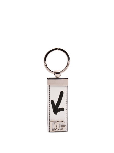 Dolce & Gabbana Key Ring With Crossover `dg` Logo In White