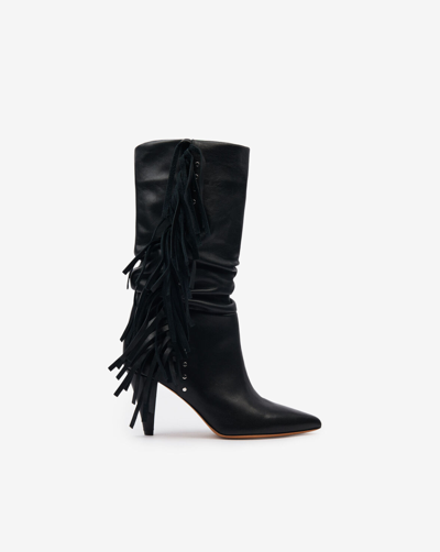 Iro Cranko Fringed Leather Ankle Boots In Black