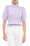 English Factory Puff Sleeve Cable Knit Sweater In Lilac
