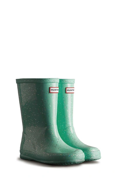 Hunter Kids' Original First Classic Glitter Rain Boot In Wild Mint