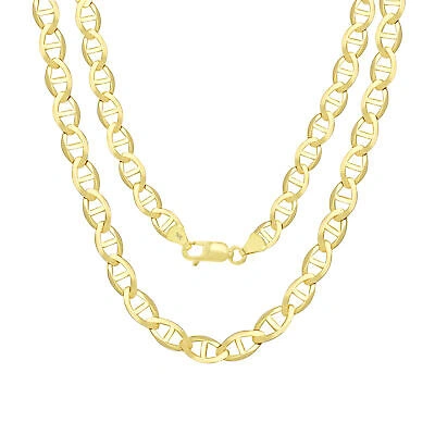 Pre-owned Nuragold 14k Yellow Gold Solid Mens 7.5mm Mariner Anchor Link Chain Pendant Necklace 22"
