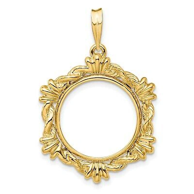 Pre-owned Jewelry Stores Network 14k Yellow Gold Clam Shell Motif Prong Set Us Mercury Dime Coin Bezel