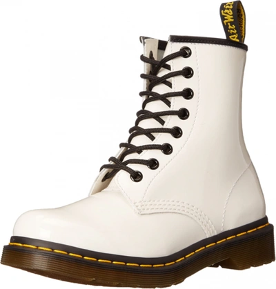 Pre-owned Dr. Martens' Dr. Martens 1460 Women's Patent Leather Boots In White