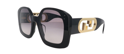 Pre-owned Fendi Fe40048u Shiny Black-grey Gradient Lens Sunglasses 54mm Authentic In Gray
