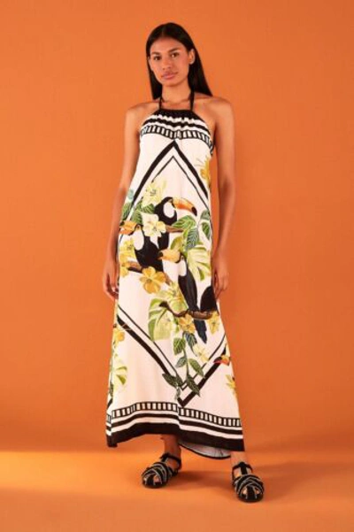 Pre-owned Farm Rio Brazil Toucan Summer Print Dress Size Xs In Multicolor