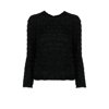 Balenciaga Tweed Buttoned Back-to-front Top In Black