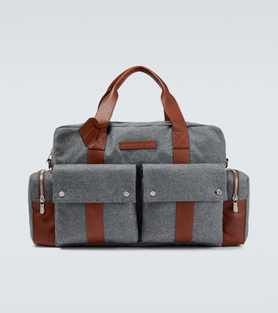 Brunello Cucinelli Leather-trimmed Duffel Bag In 003+6608