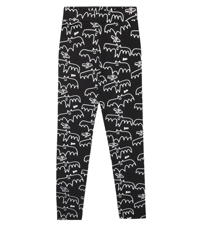 Stella Mccartney Kids' Bat-print Leggings In Black