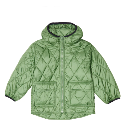 Il Gufo Kids' Quilted Jacket In Dragon Green/blue