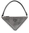 Prada Triangle Embellished Satin Pouch In Cristal