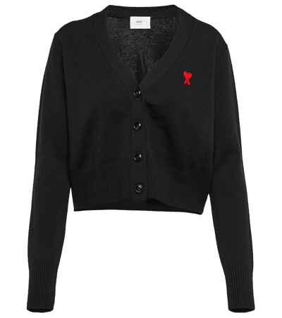 Ami Alexandre Mattiussi Ami Paris De Coeur-motif Cardigan In Black