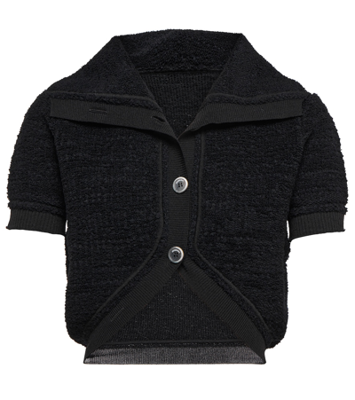 Jacquemus Le Cardigan Campana Collar Neck Detail In Black