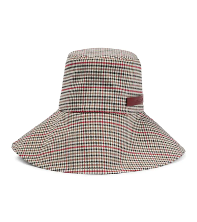 Ruslan Baginskiy Gingham Wool-blend Bucket Hat In Weiss