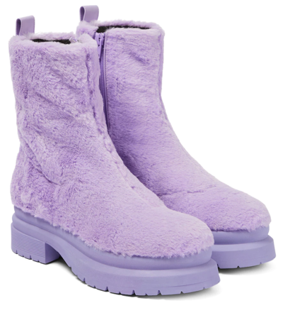 Jw Anderson Faux Fur Ankle Boots In Light/pastel Purple