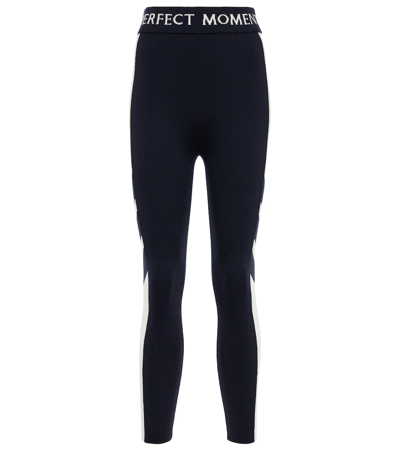 Perfect Moment Mania Logo Wool-blend Leggings In Navy