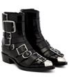 Alexander Mcqueen Punk Buckle Boots In Black/silver