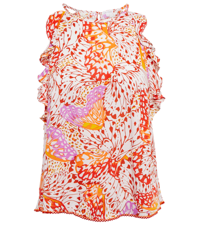 Poupette St Barth Alida Printed Top In Pink Sweet Bell