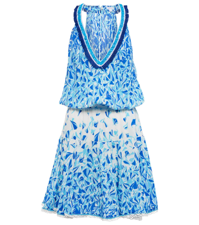 Poupette St Barth Agathe Printed Halterneck Minidress In Sky Petale