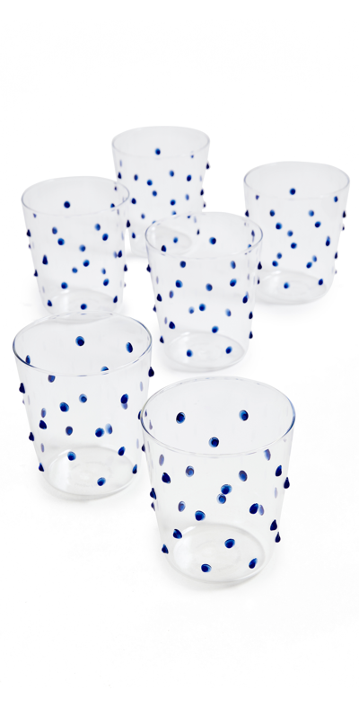 Zafferano Party Tumbler Set Of 6 In Blue Dots