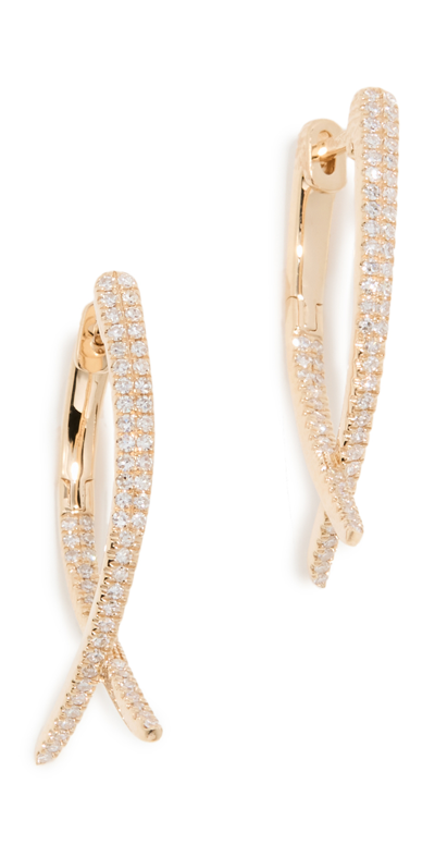 Ef Collection Diamond Loop Hoop Earrings In 14k Yellow Gold