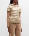 Herno Emilia Cap Sleeve Puffer Jacket In Taupe