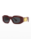 Versace Medusa Oval Plastic Sunglasses In Bordeaux