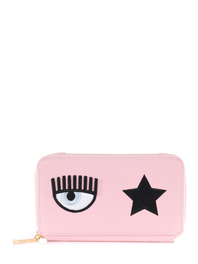 Chiara Ferragni "eye Star Logo" Clutch Bag In Rosa