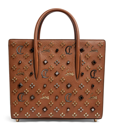 Christian Louboutin Medium Paloma Studded Leather Tote In Biscotto/multi