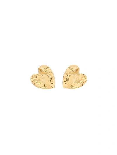 Oscar De La Renta Crushed Heart Earrings In Gold