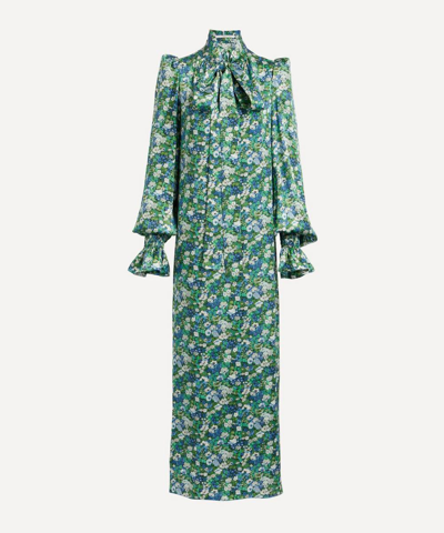 The Vampire's Wife The Fortune Teller Floral-print Silk Midi Dress In Green