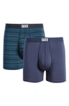 Saxx Ultra Super Soft 2-pack Relaxed Fit Boxer Briefs In Mirage Stripe/ Navy
