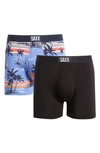 Saxx Ultra Super Soft 2-pack Relaxed Fit Boxer Briefs In Beach Stripe/ Black