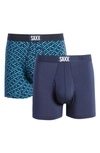 Saxx Ultra Super Soft 2-pack Relaxed Fit Boxer Briefs In Amaze-ing/ Navy