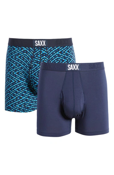 Saxx Ultra Super Soft 2-pack Relaxed Fit Boxer Briefs In Amaze-ing/ Navy