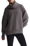 Varley Milton Oversized Ribbed Cotton-blend Jersey Turtleneck Sweatshirt In Deep Charcoal