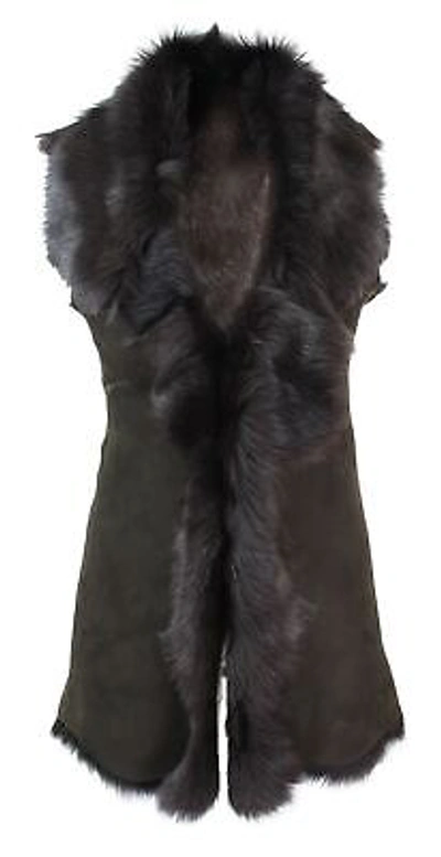 Pre-owned Infinity Ladies Real Spanish Toscana Shearling Sheepskin Brown Leather Waistcoat Gillet