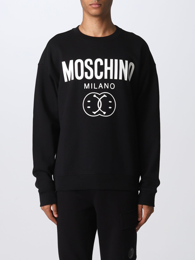 Moschino Double Smiley Sweatshirt In Black