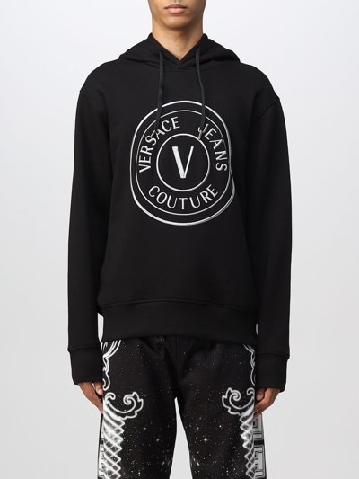 Versace Jeans Couture Versace V-emblem Sweatshirt Black In Black 1