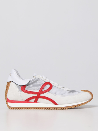 Loewe Flow Runner Silver, White And Red Sneakers