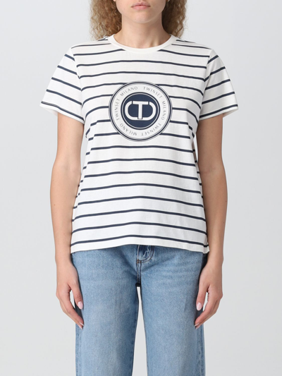 Twinset Logo-print Striped T-shirt In White