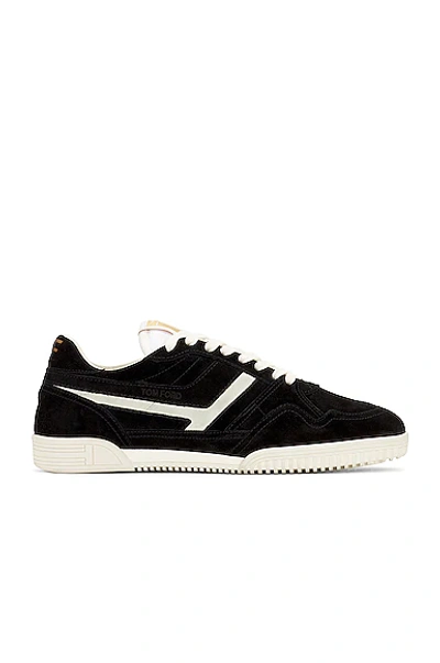 Tom Ford Suede Leather Low Top Sneakers In Black