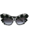 Dolce & Gabbana Lace Bouquet Sunglasses In Black