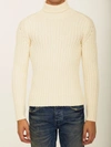 TEN C WHITE WOOL TURTLENECK